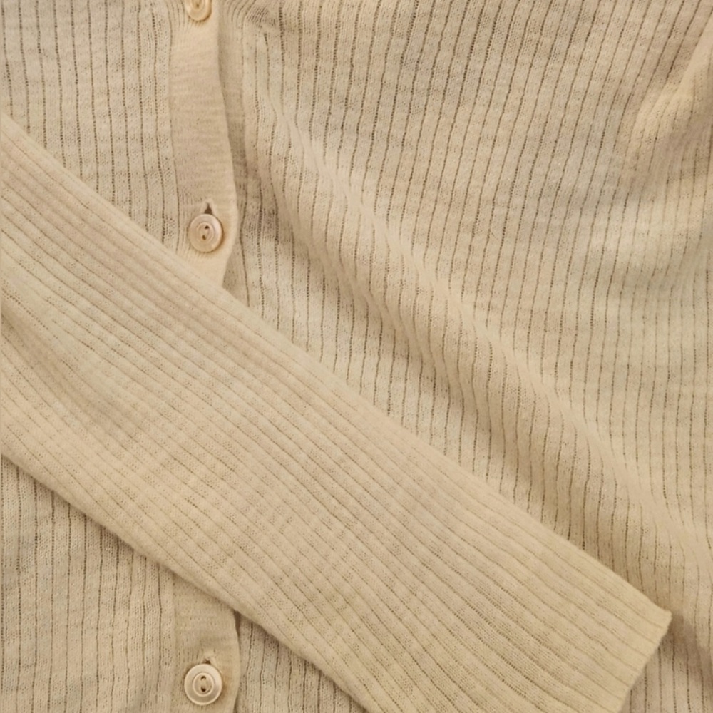 Buck Mason - Coastal Linen Rib Cardigan - Cream - Size L - Picture 2 of 2
